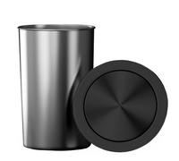 JTWWDM Modern Countertop Trash Can, Stainless Steel Built-in Waste Bin with Rotating Flip Lid, Hidden Garbage Chute Cover Perfect for Kitchen & Coffee Bars,Black