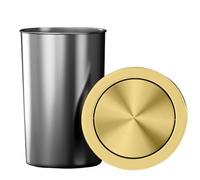JTWWDM Modern Countertop Trash Can, Stainless Steel Built-in Waste Bin with Rotating Flip Lid, Hidden Garbage Chute Cover Perfect for Kitchen & Coffee Bars,Gold
