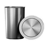 JTWWDM Modern Countertop Trash Can, Stainless Steel Built-in Waste Bin with Rotating Flip Lid, Hidden Garbage Chute Cover Perfect for Kitchen & Coffee Bars,Silver