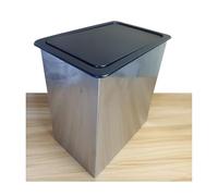 JTWWDM Modern Recessed Countertop Trash Can, Stainless Steel Built-in Waste Bin with Flip Cover, Sleek Square Garbage Can for Kitchen Islands Offices and Small Spaces,Small C