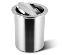 JTWWDM Recessed Hidden Trash Bin, Stainless Steel Countertop Garbage Basket Flap Lid, Round Built-In Trash Can with Rotating Lid for Modern Kitchen Hotel,Silver