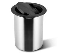 JTWWDM Recessed Hidden Trash Bin, Stainless Steel Countertop Garbage Basket Flap Lid, Round Built-In Trash Can with Rotating Lid for Modern Kitchen Hotel,Black