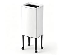 JTWWDM Rectangular Tall Trash Can with Wheels, Open-Top Stainless Steel Garbage Bin with Removable Inner Bucket, Modern No Bend Waste Basket for Kitchen & Office,White