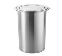JTWWDM Round Brushed Stainless Steel Countertop Recessed Waste Flip Lid | 360° Swivel Hidden Trash Access Cover, Drop-in Waste Paper Basket for Kitchen, Bathroom Vanities & DIY Counter Upgrades