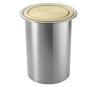 JTWWDM Round Stainless Steel Trash Can Cover, Commerical Matte Black Waste Basket with 360° Swivel Lid, In-Counter Garbage Bin for Kitchen Cabinet Bath,Titanium