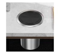 JTWWDM Simple Trash Can Embedded Countertop Trash Chute, Hidden Stainless Steel Trash Can Lid, Round Cover Swing Flap Garbage Bin Cover for Kitchen Office,Black