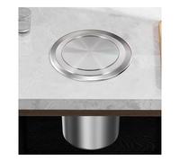 JTWWDM Simple Trash Can Embedded Countertop Trash Chute, Hidden Stainless Steel Trash Can Lid, Round Cover Swing Flap Garbage Bin Cover for Kitchen Office,Silver