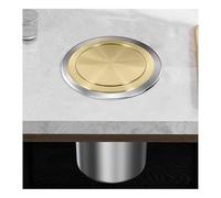 JTWWDM Simple Trash Can Embedded Countertop Trash Chute, Hidden Stainless Steel Trash Can Lid, Round Cover Swing Flap Garbage Bin Cover for Kitchen Office,Titanium