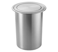 JTWWDM Space-Saving Waste Chute with Flip Lid, Built-In Countertop Trash Can, 3 Colors Stainless Steel Trash Can Lid, Garbage Bin Cover for Kitchen Bath Commerical,Silver