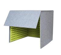 JTWWDM Square Compact Desktop Sound Isolation Booth, 31.5in Portable Tabletop Soundproof Pod with Right Angle, Acoustic Noise Reduction Recording Shield,Yellow