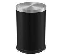 JTWWDM Stainless Steel Bathroom Trash Can, 2.4 Gallon/9 L Matte Black Garbage Bin with Gold Swing Lid, Round Elegant Waste Basket for Kitchen Hotel Home,Metallic
