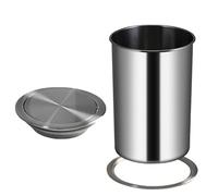 JTWWDM Stainless Steel Countertop Trash Can, Modern Round Embedded Waste Bin with 360° Rotating Lid, Hidden Built-In Garbage Can for Hotel Office Kitchen,304 Material