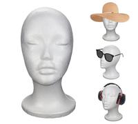 Jtxcreate Styrofoams Wig Stand, Realistic Smooth S tyrofoam Head with Non-Slip Bottoms, Portable Female Foam Mannequin Heads Model Display Stand, for Hats, Hairpieces, Salon Display S tyrofoam Heads