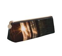 JTXSFYZPB Morning Sunlight in Wilderness - Pencil Case Leather Pencil Pouch Portable Stationery Organizer Box Printed Small Pen Holder with Zipper for Kid Girls Boys Women Men