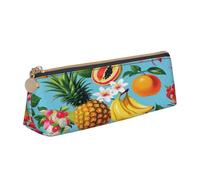 JTXSFYZPB Tropical Fruits and Flowers - Pencil Case Leather Pencil Pouch Portable Stationery Organizer Box Printed Small Pen Holder with Zipper for Kid Girls Boys Women Men