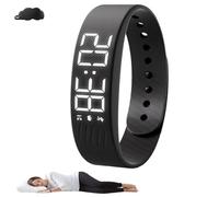 JTYRW Alarm Clock Watch, Silent Vibration Wristband for Deep Sleepers, Snooze Free Smart Watc with USB Rechargeable & IP65 Waterproof, Sleep Tracker for Men & Women (Black)
