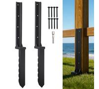 JTZFD 2 Pack Fence Post Repair Kit, One-Piece Heavy Duty Fence Stakes Reinforcement, Thickened Wavy Design Post Support Spike, Quick Fix Broken/Wobbly/Tilted Wooden Fences