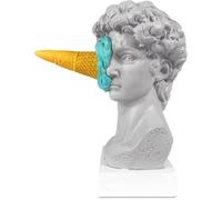 JTZXJJX 6.3 Inch Ice Cream David Head Resin Sculpture Statue for Living Room, Office, Bookshelf, Coffee Table Decorative Statues (Blue)