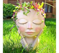 JTZXJJX Planters with Face, Cute Succulents Creative Resin Pots with Drainage Hole, Ideal Vase Gift for Indoor Outdoor Garden Decor