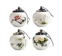 JTZYM 250ML Plant Painted Ceramic Storage Jars With Lids Airtight Ceramic Tea Coffee Sugar Canisters Retro Porcelain Kitchen Storage Jars