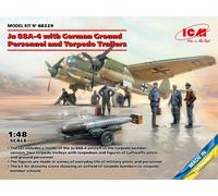 Ju 88A-4 with German Ground Personnel and Torpedo Trailers 1:48 ICM