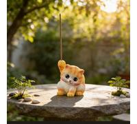 JU7CER 1pc Adorable Kitten-shaped Incense Holder Ceramic Aromatherapy Burner Creative Home Decor Ornamental Piece Home Zen Tea Ceremony Incense Burner Kung Fu Little Yellow Cat - Stick Incense