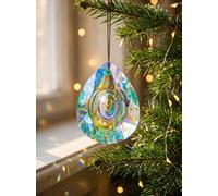 JU7CER 1PC Hanging Chandelier Crystal Prism - Dragon Eye Rainbow Catcher, Crystal Light-Catching Prism Decoration, Window Ornament, Hanging Glass Rainbow Maker, Suitable for Christmas Trees, Chandelie