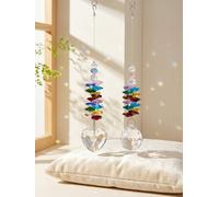JU7CER 2PCS Rainbow Heart Crystal Ball Pendant - Heart-Shaped Prism Colorful Bead Ornament, Window Decor for Weddings, Christmas Must-Have