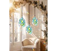 JU7CER 3PCS Iridescent New Pipa Dragon Eye Crystal Glass Prism Rainbow Pendant - Hanging Window Prism Glass Light Catcher for Weddings, Christmas Must-Have