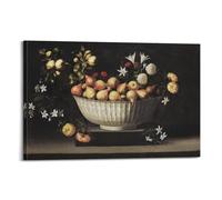 Juan De Zurbarán-Flowers And Fruit in A China Bowl Fine Artwork Poster Decorative Painting Canvas Wall Art Living Rooms Bedroom 12x18inch(30x45cm)