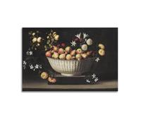 Juan De Zurbarán-Flowers And Fruit in A China Bowl Fine Artwork Poster Picture Canvas Wall Paint Arts Decor Modern Home Artworks 12x18inch(30x45cm)