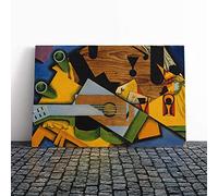 Juan Gris Still Life with Guitar Canvas Print | Gallery Wrapped 30mm Frame Wall Art | 24x16 inches | Ready to Hang | Modern Still Life Picture | Living Room Bedroom Lounge Office