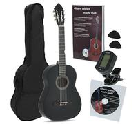 Juan Miguel Navarrez concert guitar, classical guitar, 4/4 black, starter set (incl. bag, picks, book with CD, tuner)