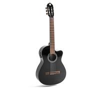 Juan Miguel Navarrez electro concert guitar, classical guitar electro special dark moon - black, with cutaway