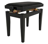 Juan Miguel Navarrez Piano Bench Elegance black high gloss - Solid wood - height adjustable with scissor mechanism - black velour seat cover