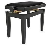 Juan Miguel Navarrez Piano Bench Elegance black matte - Solid wood - height adjustable with scissor mechanism - black velour seat cover