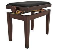 Juan Miguel Navarrez Piano Bench Elegance walnut matte - Solid wood - height adjustable with scissor mechanism - black velour seat cover