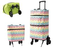 Juankrynord 2-in-1 Foldable Shopping Bag with Wheels Foldable Trolley Bag | Ideal for everyday shopping, trips to the farmers' market, and camping