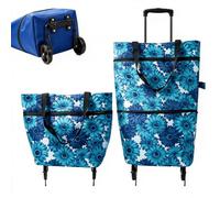Juankrynord 2-in-1 Foldable Shopping Bag with Wheels Foldable Trolley Bag | Ideal for everyday shopping, trips to the farmers' market, and camping