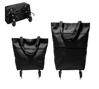 Juankrynord 2-in-1 Foldable Shopping Bag with Wheels Foldable Trolley Bag | Ideal for everyday shopping, trips to the farmers' market, and camping