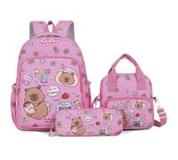 Juankrynord Elementary school children three to six grades schoolbag three sets cartoon cute shoulder handbag multi-function shoulder bag (Pink Red,One Size)