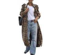Juankrynord Women's Spring Leopard Print Long Trench Coat Fashion Leopard Print Lapel Button Cardigan Elegant Lapel Long Sleeve Long Loose Coat (leopard print,XL)