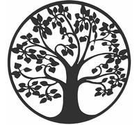 JuanNest Round Garden in Black Iron, Decorative Tree Design Wall Mounted for Spaces, Metal Tree of Life Wall Art Decor, Metal Wall Art for Living Hallway Stairs Outdoor Garden Bedroom C,L30xW30cm