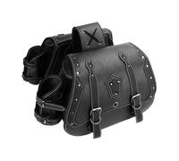 JUANNING Motorcycle Saddle Bags PU Leather Universal Throw Over Side Saddlebags for Sportster Softail Dyna Sha&dow V-Star Storage Bag(Type A Black)