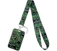 Juanooo Cute Black Cat ID Card Holder Lanyard for Keys Tree Neck Lanyard ID Holder for Name Tag for Men Women Kids Nurses Hard Case Keychain ID Badge Holder for Staff Work & School ID(Green)