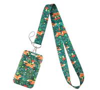 Juanooo Cute Fox ID Card Holder Lanyard for Keys Flowers & Mushroom Neck Lanyard ID Holder for Name Tag for Men Women Kids Girls Nurses Keychain ID Badge Holder for Office Staff Work & School ID