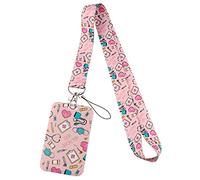 Juanooo Cute Pink Lanyard with Card Holder Aesthetic Medicine Neck Lanyard for Keys ID Badge Strap for Nurses Doctors Students