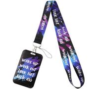 Juanooo Inspirational Quotes ID Lanyard with Card Holder Cool Neck Lanyard ID Holder for Keys ID Badges Name Tag for Men Women Nurses Kids Teachers Keychain Badge Holder for Staff Work & School ID