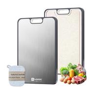 JUANSHI® Titanium Chopping Board for Kitchen, 2-in-1 Cutting Board Double Sided, Food Grade Pure Titanium and Wheat Straw PP, Durable and Easy to Clean 14''x9'' (14''x9')