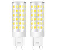 Juanw G9 LED Light Bulb JCD T4 Bi Pin Base No-Dimmable 5W, 50 Watt G9 Halogen Equivalent, AC 200V-240V, No-Flicker, Chandelier Lighting 500LM,85+ CRI (Warm White 3000K, 2 Pack)